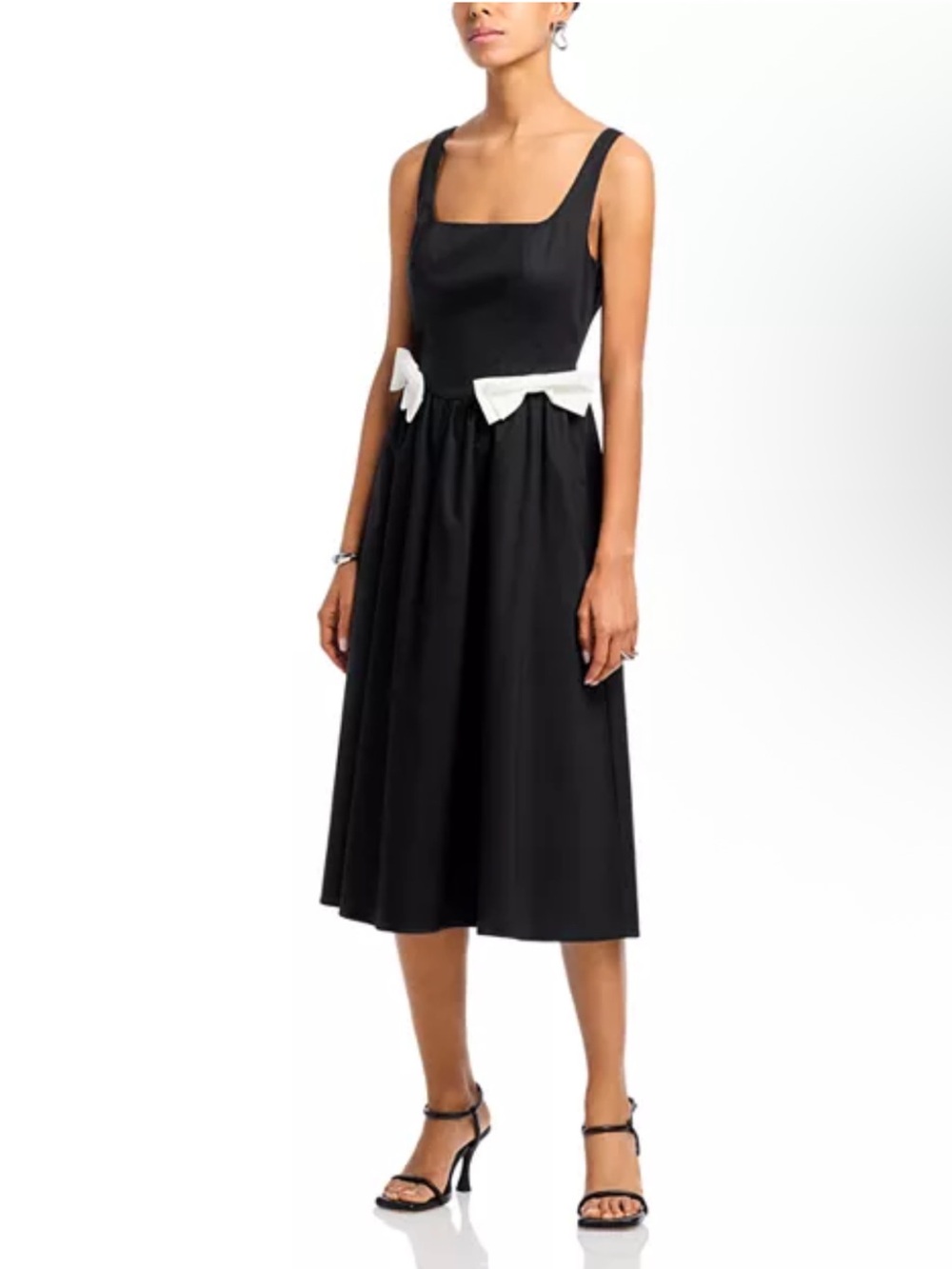 WAYF Lizzy Bow Trim Midi Dress